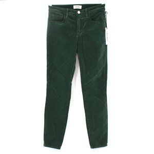 LAGENCE Margot High Rise Moss Green Corduroy Skinny Pants 25 Cropped Jeans NEW